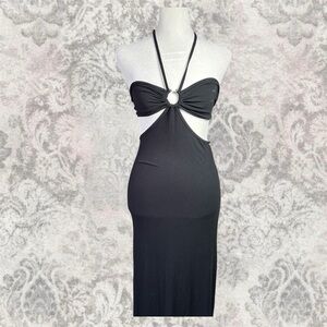 Fashion Nova Black Backless Halter Vacation Summer Women’s Small Maxi Dress